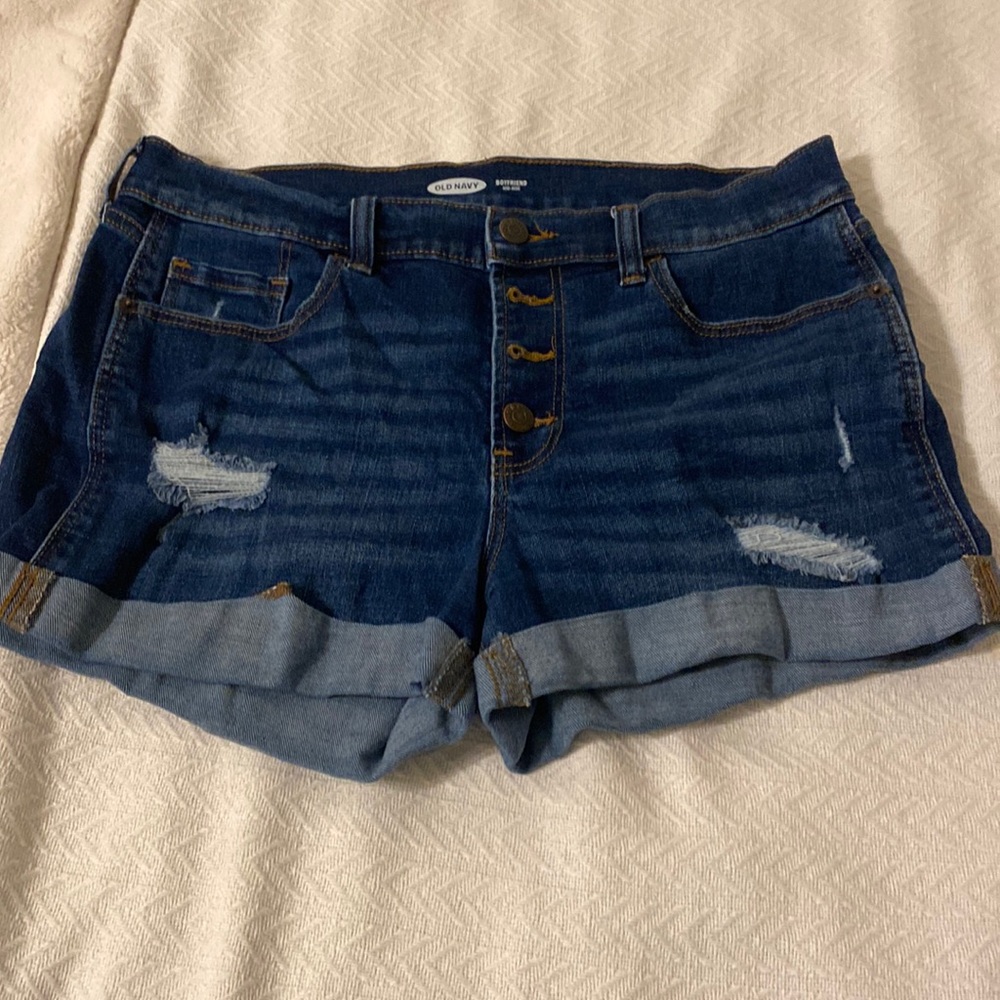 Old Navy Boyfriend Mid Rise Ripped Shorts